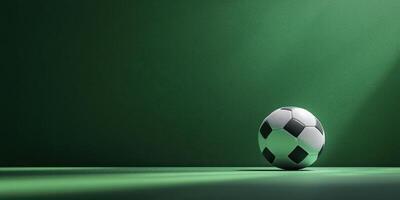 Soccer ball placed on green surface with soft light showcasing its design and texture photo