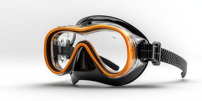 Diving mask with bright orange accents and modern design ideal for underwater exploration and snorkeling adventures photo
