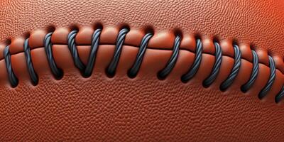 Unique close-up view of a textured leather football showcasing detailed stitching and patterns photo