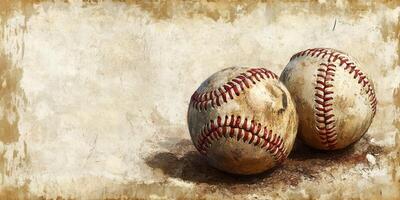 Two weathered baseballs resting on a faded background in a casual sports setting, symbolizing the love for the game photo