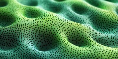 Unique close-up view of textured green surface with intricate patterns under soft lighting photo