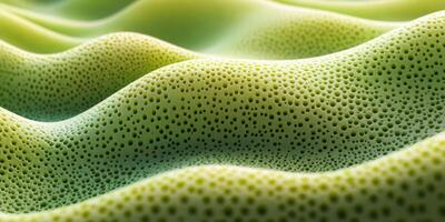 Close-up of textured green surface resembling natural landscape with subtle waves and tiny pores photo