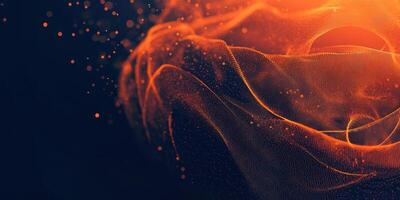 Flowing waves of orange light create a mesmerizing abstract design in a dark setting photo