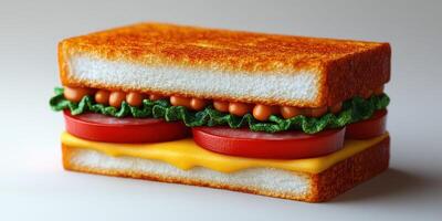 Creative sandwich design with layered ingredients and vibrant colors on a simple background photo