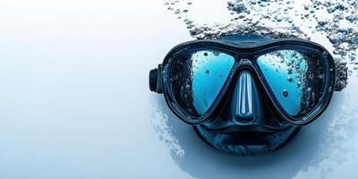 Dive equipment preparation on a calm surface before exploring underwater ecosystems at sunlight hours photo