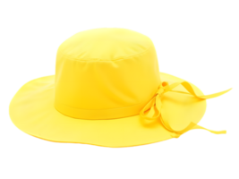 Stylish Yellow Summer Hat with Ribbon Detail on Transparent Background png