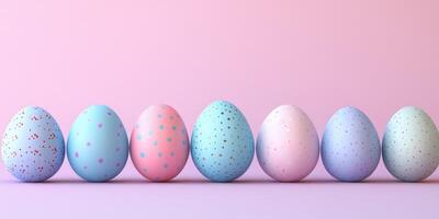 Colorful Easter eggs arranged on a pastel background for spring decoration and celebration photo