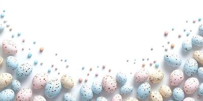 Colorful pastel eggs arranged in a whimsical pattern perfect for Easter celebrations and spring decorations photo