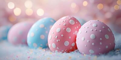 Colorful decorated eggs arranged beautifully for a spring celebration during Easter festivities photo