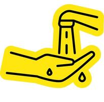 Hand wash with water drop outline colour icon vector