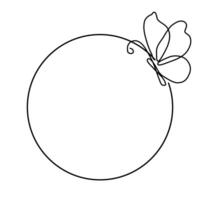 Thin frame with butterfly in line art style vector