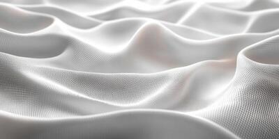 Elegant white fabric draped gracefully to showcase its soft texture and subtle sheen in bright natural light photo