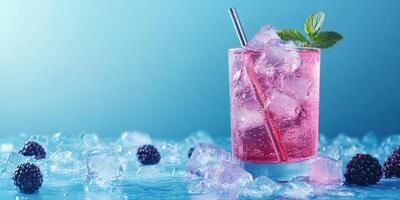 Refreshing berry cocktail served over ice with mint garnish in a vibrant setting photo