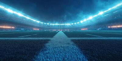 Spectacular night view of an illuminated stadium during a sports event with vibrant crowd atmosphere photo
