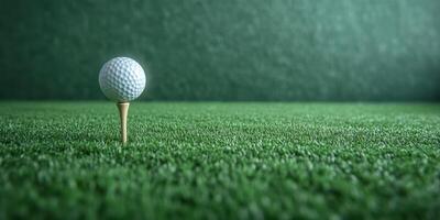 Golf ball on a tee surrounded by vibrant green grass in a tranquil outdoor setting during the afternoon photo