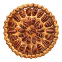 A pecan pie is shown on a transparent background png