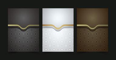 elegant cover pattern motif in gold color design template vector