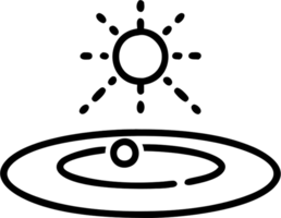 Solar system hologram in outline icon style, weather and astronomy theme. png