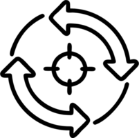 Retargeting symbols in outline icon style, building relationships with Customers theme. png