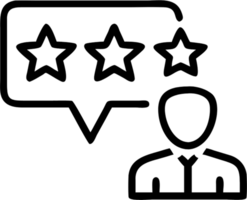 Customer reviews in outline icon style, building relationships with Customers theme. png