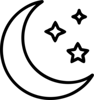 Moon in outline icon style, weather and astronomy theme. png
