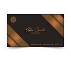 elegant dark business card template with Ornament design. vector
