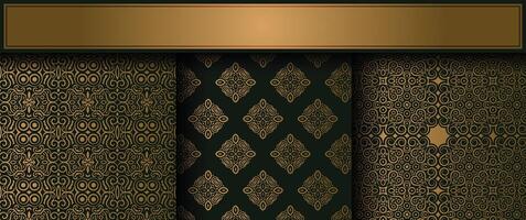 Collection gold and black seamless pattern background design template. vector