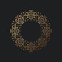 Luxury dark circle frame design vector