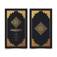 Dark ornament pattern business card design. vector