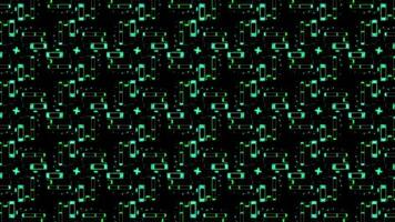 Digital, lightning background with irregular neon fine lines, green glowing abstract background video
