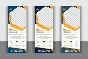 Roll up design modern x-banner and flag-banner design, Unique and modern style, Professional business roll up banner vertical template vector