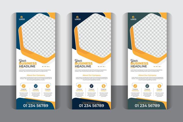 Roll up design modern x-banner and flag-banner design, Unique and modern style, Professional business roll up banner vertical template