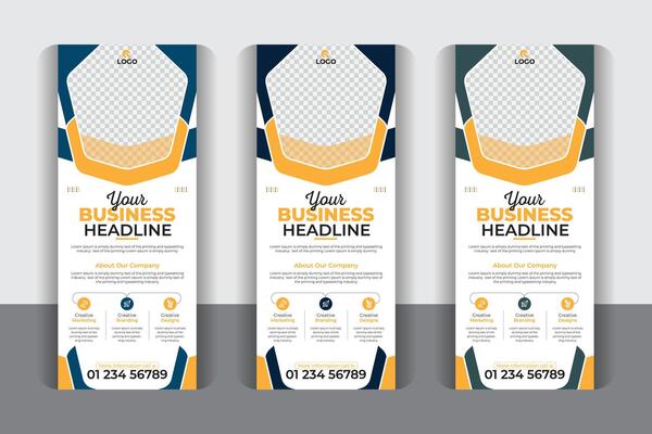 Luxury and stylish Large size vertical corporate business pull up display banner, Roll up design modern x-banner and flag-banner design vertical template