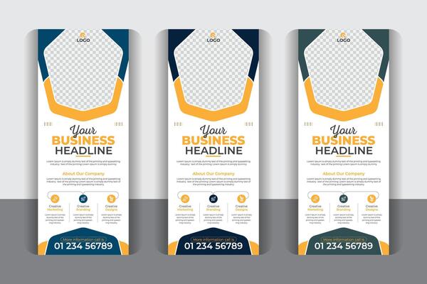 Creative business agency business pull up display banner, Roll up design modern x-banner and flag-banner design vertical template