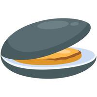 A Clam or partially opened blue mussel shell. vector