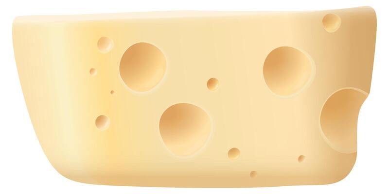 A piece of swiss cheese with holes texture isolated on white background graphic illustration.