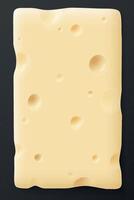 A piece of swiss cheese cross section on cement texture vertical background graphic illustration. vector