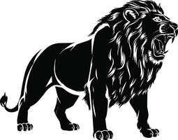 Silhouette Lion Full Body Roaring with Mane Available on EPS File vector