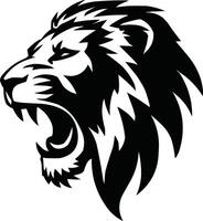 Silhouette Roaring Lion Head with Mane Available on EPS File vector