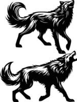 Lone Howling Wolf Available on EPS File vector