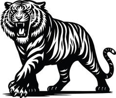 Silhouette Roaring Tiger Available on EPS File vector