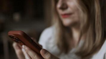 Close-up of young women hand. Hand of woman using texting mobile smartphone or chatting. Reading social media internet, typing text or shopping online. video