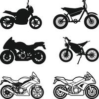 Motorcycle isolated Silhouette Icons Set Illustration vector