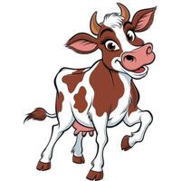 A cartoon cow with big horns and a smile vector