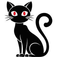 A black cat with red eyes is shown in this illustration vector