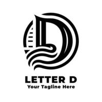 Simple Letter D Logo Design Black And White vector