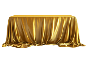 gold tablecloth draped over a long dining table png