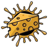 Cheese slice with splashes illustration vector
