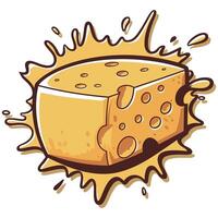 Bold Flat Cheese Block with Splash Effect. vector
