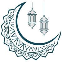 The crescent and lamps are hanging from the moon vector